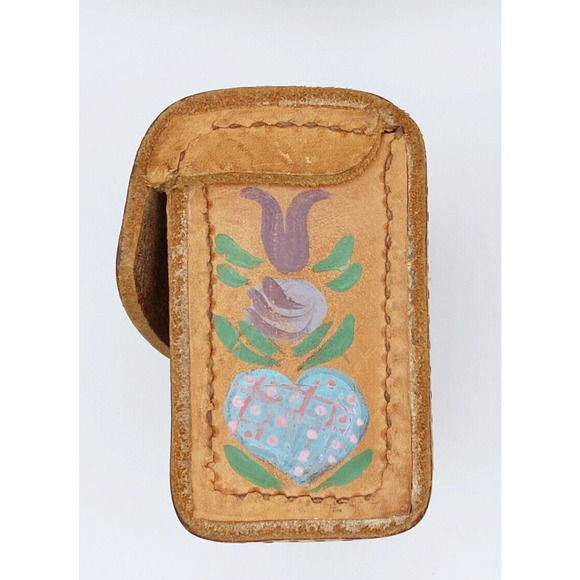 WWII 1942 E K 1943 Leather Tool Pouch Repurposed European Design Painted - Picture 5 of 15